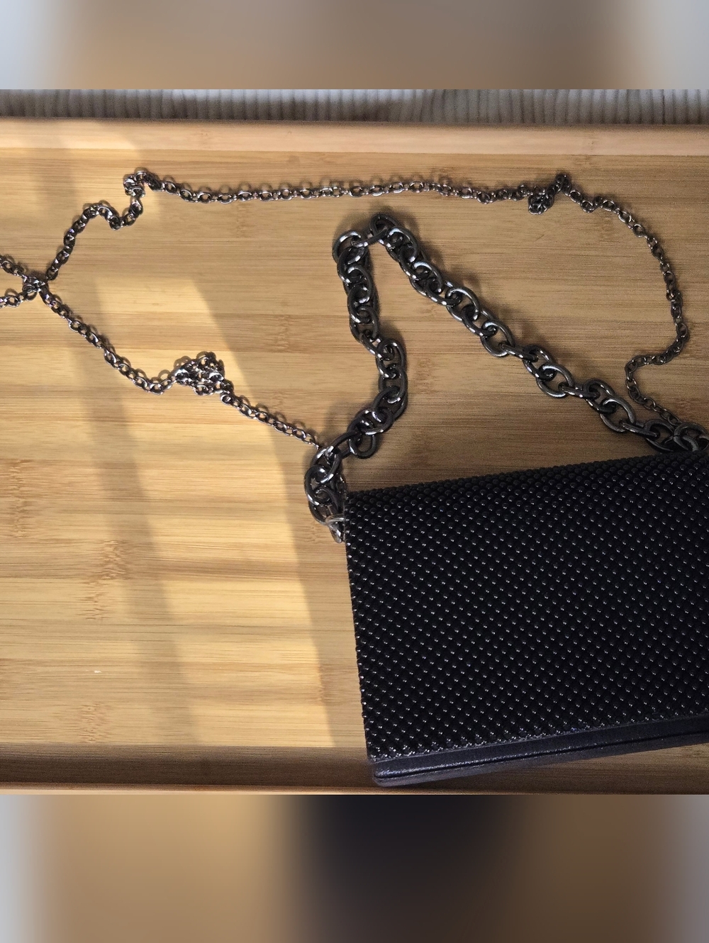 Black Beaded Chain Crossbody Bag